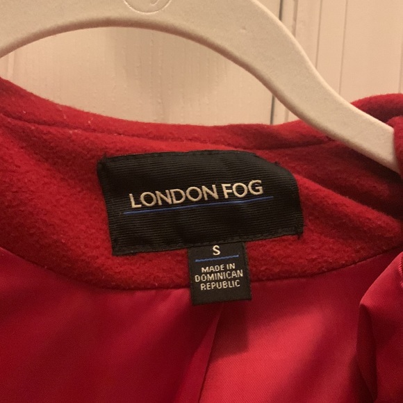 London Fog Red Hooded Wool Coat - Size S - Picture 2 of 3